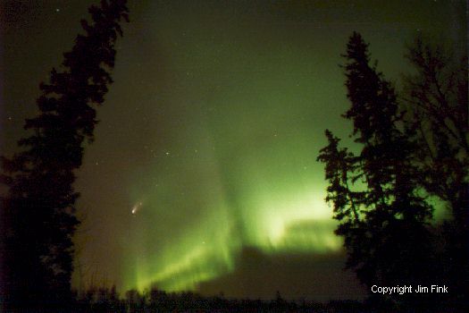 Curtain Aurora With Comet Hale-Bopp